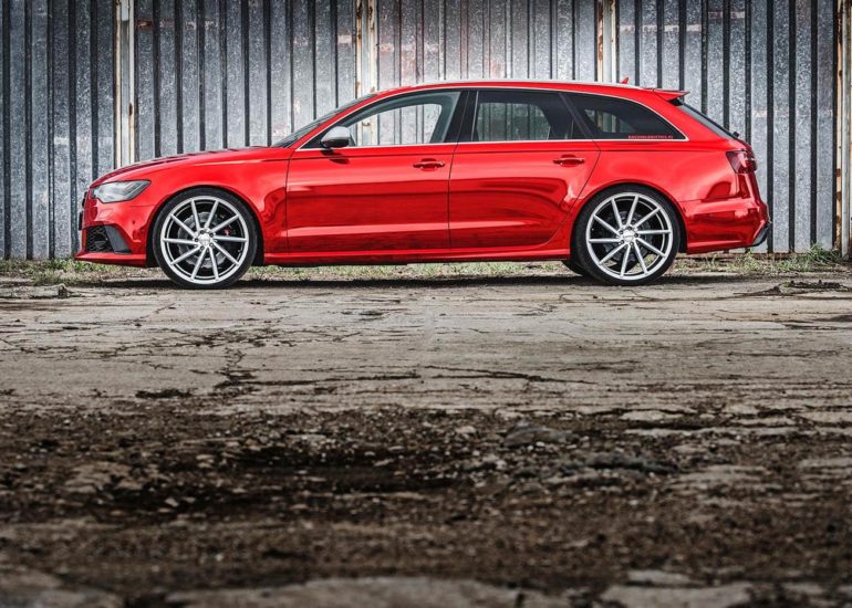 Audi RS6 oklejone folią chrom fotografia reklamowa i produktowa Olsztyn