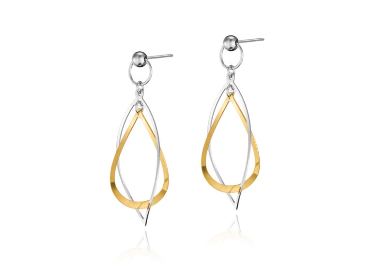 kolczyki dwukolorowe ze srebra złoconego